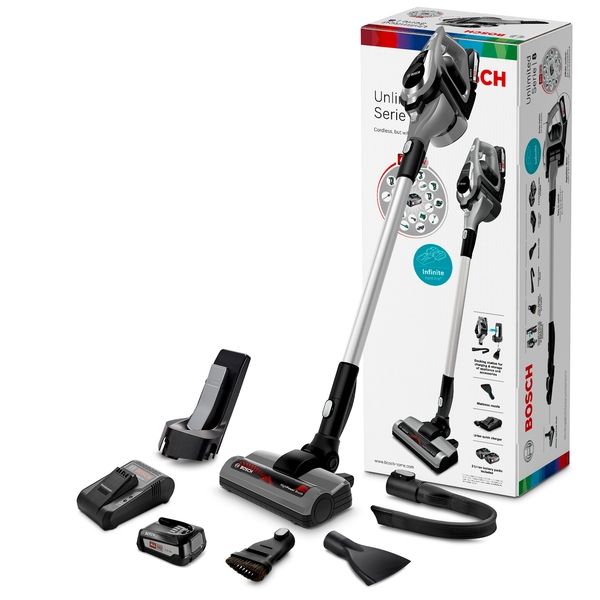 Bosch Bcs812ka2 Unlimited Serie 8 Akkusauger Mit Stiel Série 8, Aspirateur rechargeable, Unlimited, Argent BOSCH BCS812INF